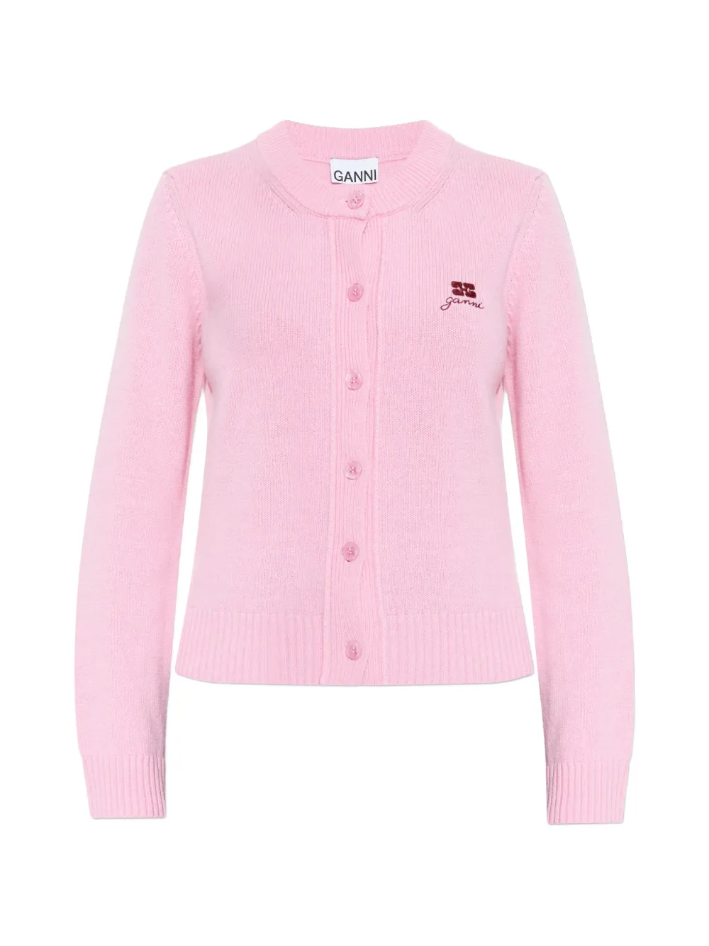 GANNI embroidered buttoned cardigan - Rosa