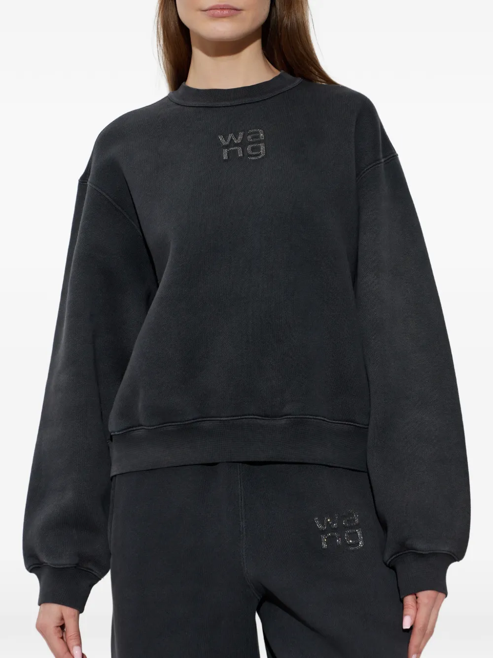 Alexander Wang Pull à Logo Strassé - Gris 