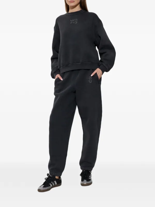 Alexander Wang Crystal Hotfix Logo Sweatshirt | Grey | FARFETCH