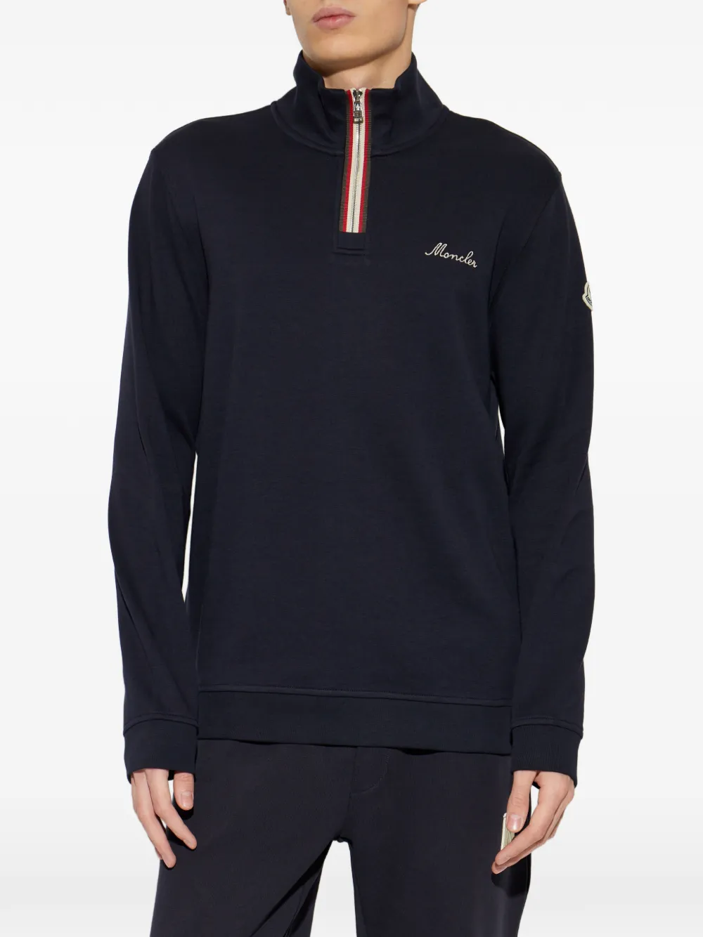 Moncler Trui met logopatch en rits Blauw