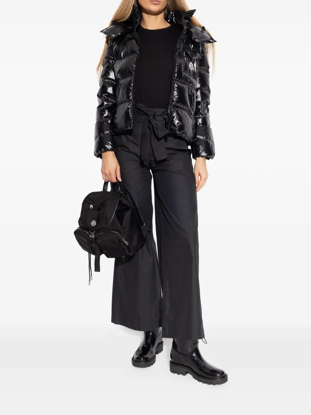 Moncler logo-patch boots Zwart