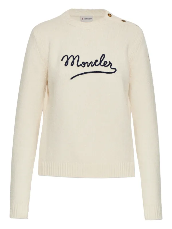 Moncler Moletom Com Logo Bordado e Detalhe De Botões | Neutro