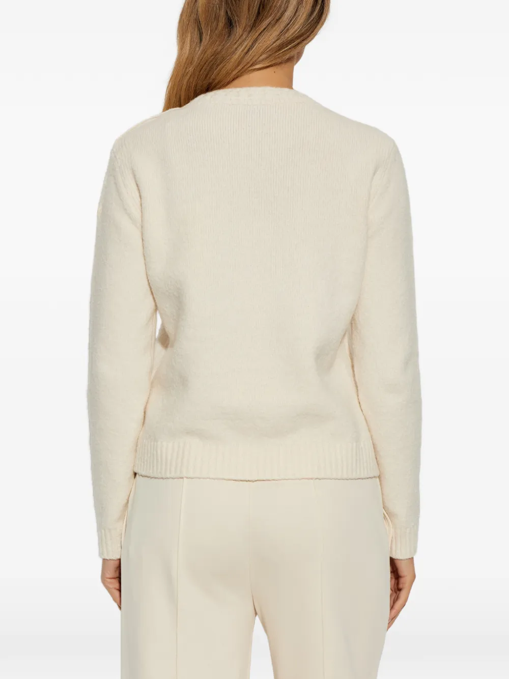 Moncler Sweater met geborduurd logo en knoopdetail Beige