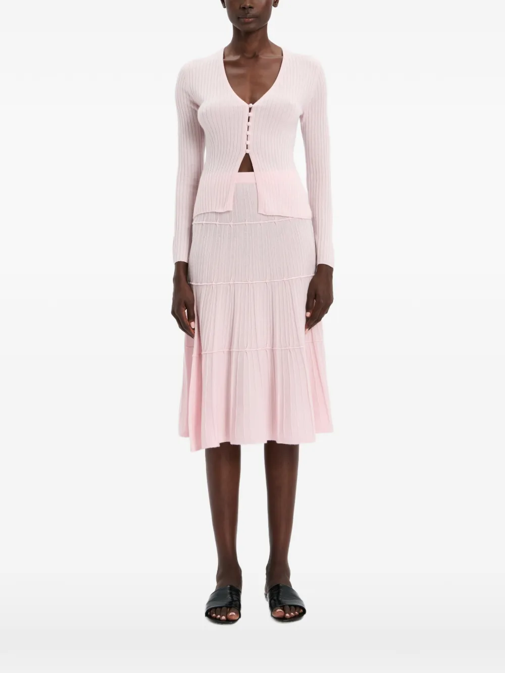 arch4 long-sleeve ribbed cardigan - Rosa