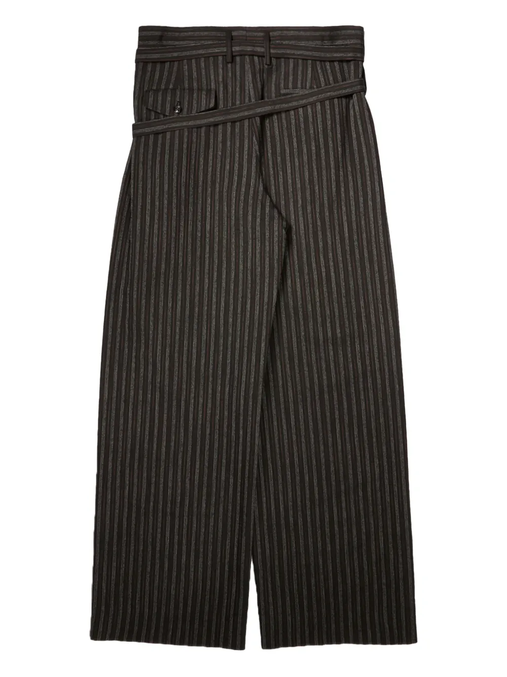 Ann Demeulemeester Gestreepte broek met dubbele ceintuur - Bruin