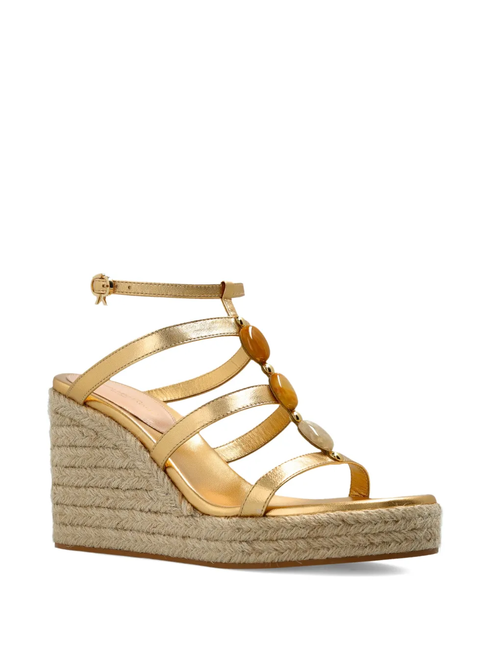 Gianvito Rossi beaded strappy wedge trainers Goud