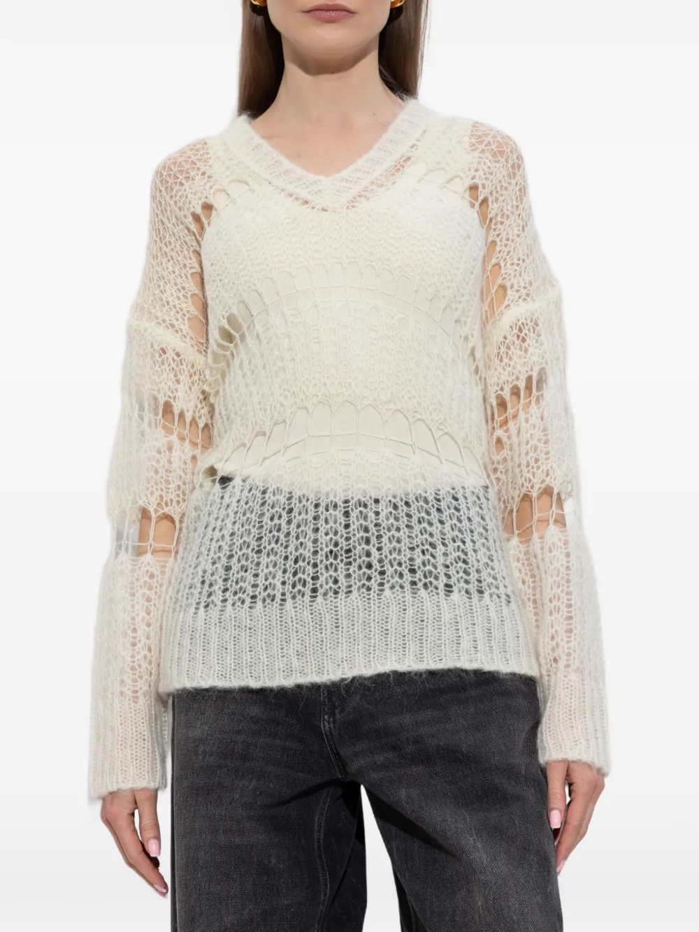 Fabiana Filippi Gebreide trui met V-hals Beige