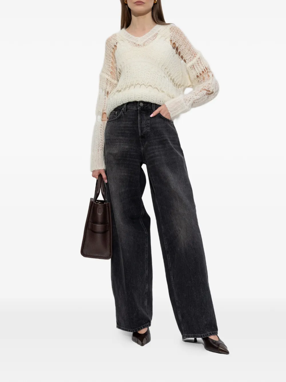Fabiana Filippi Gebreide trui met V-hals Beige