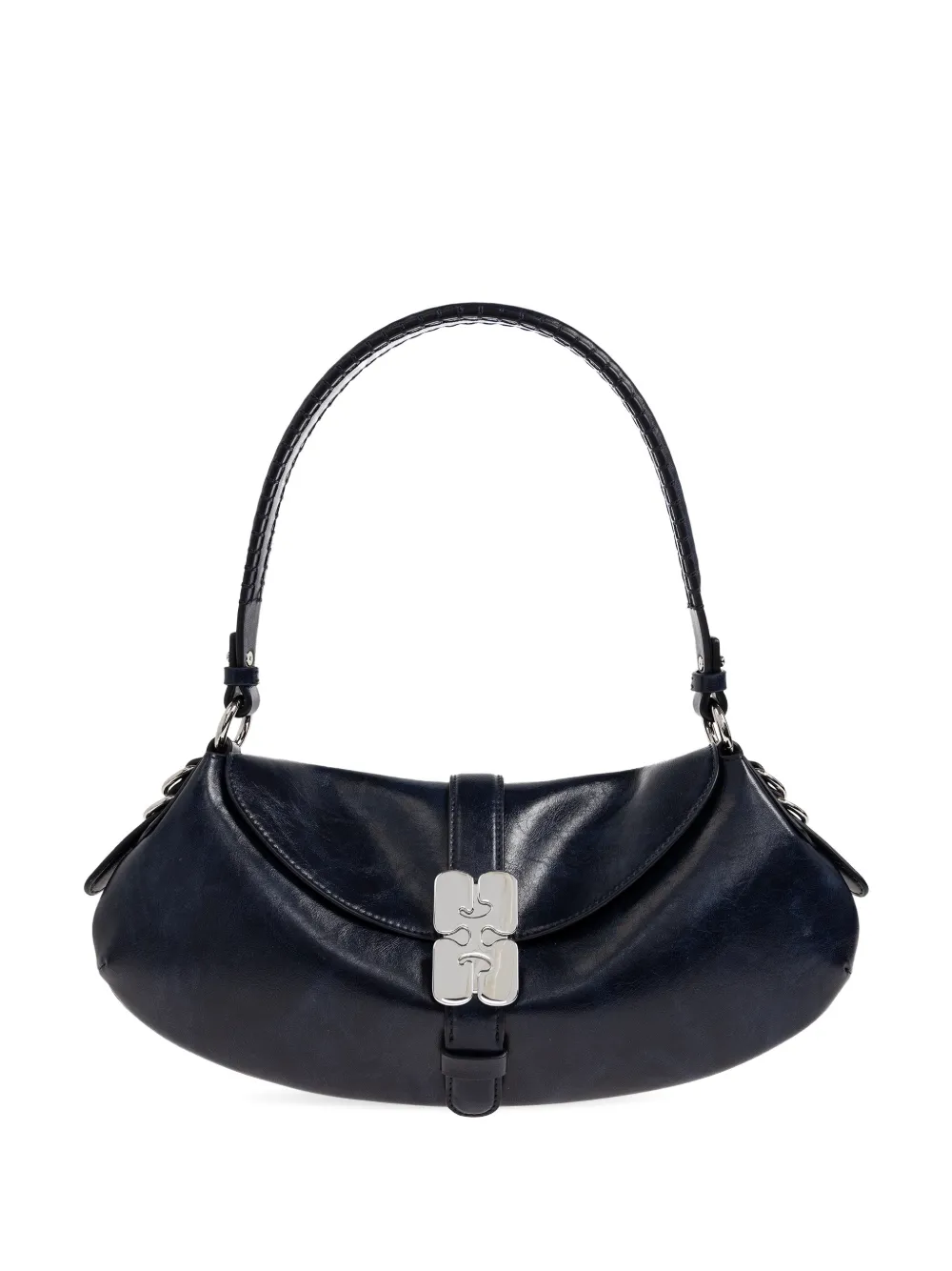 GANNI logo-buckle tote bag - Blue