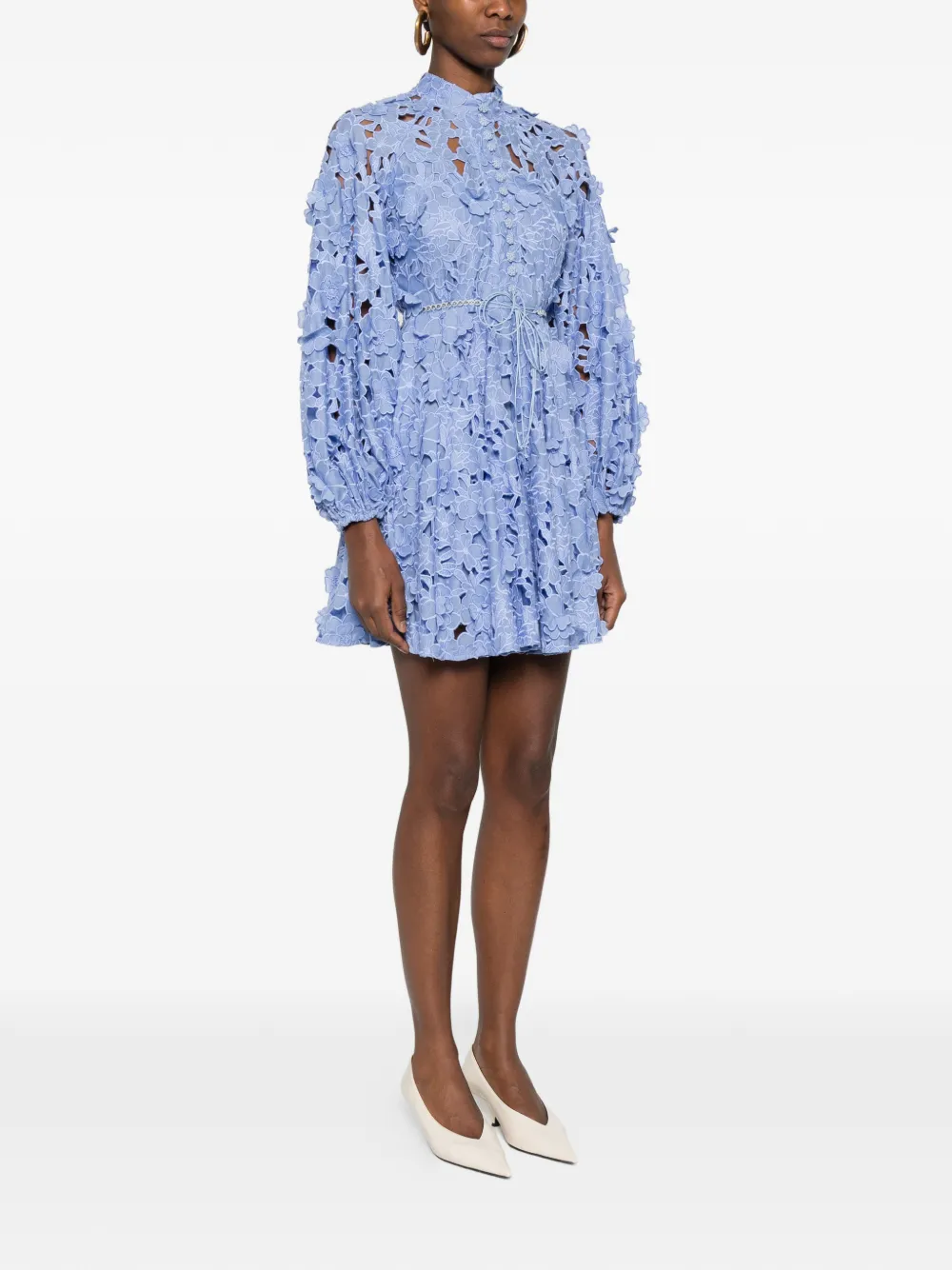  Zimmermann Floral Appliqué Belt Dress - Blue 