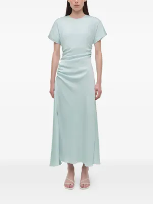 kelly green work dress Kelly Green Taffeta Tea-length Shirtdress – Kimera main image 1