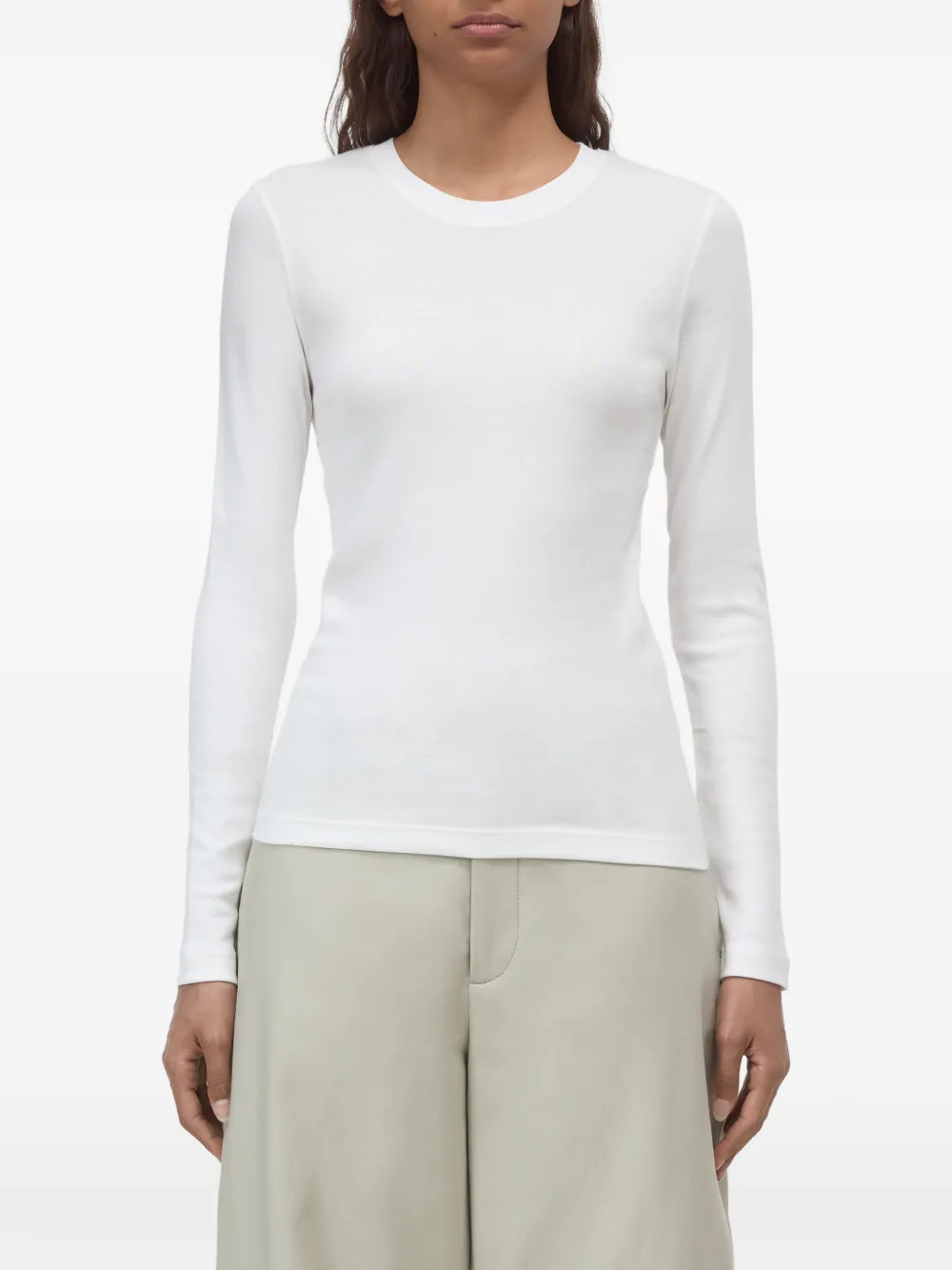 Closed T-shirt met lange mouwen Wit