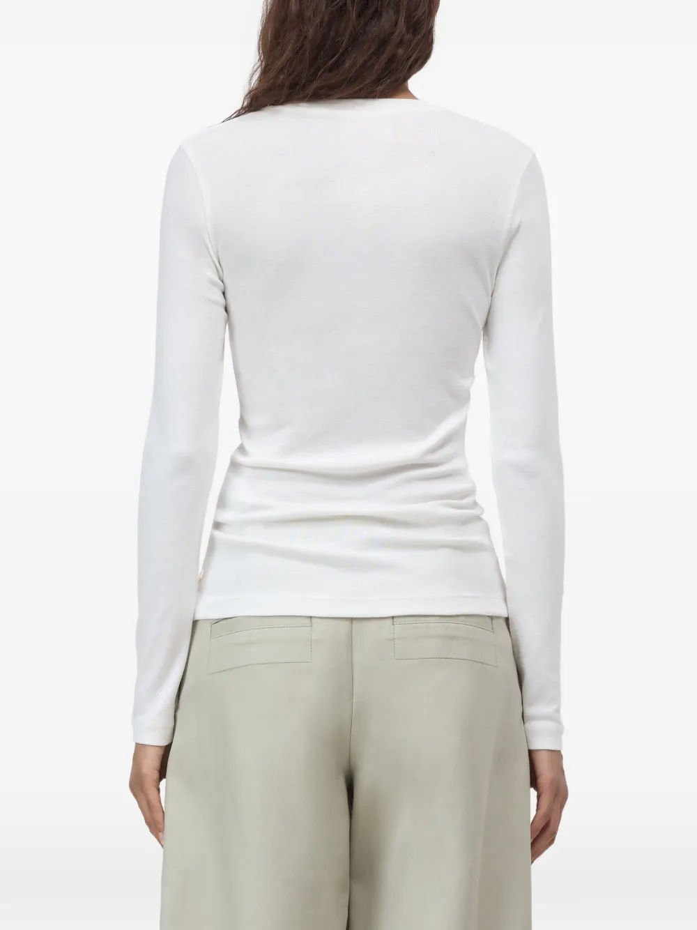 Closed T-shirt met lange mouwen Wit