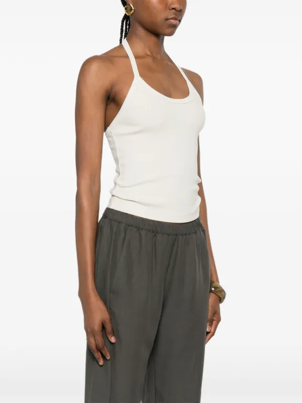 Enza Costa halter-neck Ribbed Tank Top | Neutrals | FARFETCH