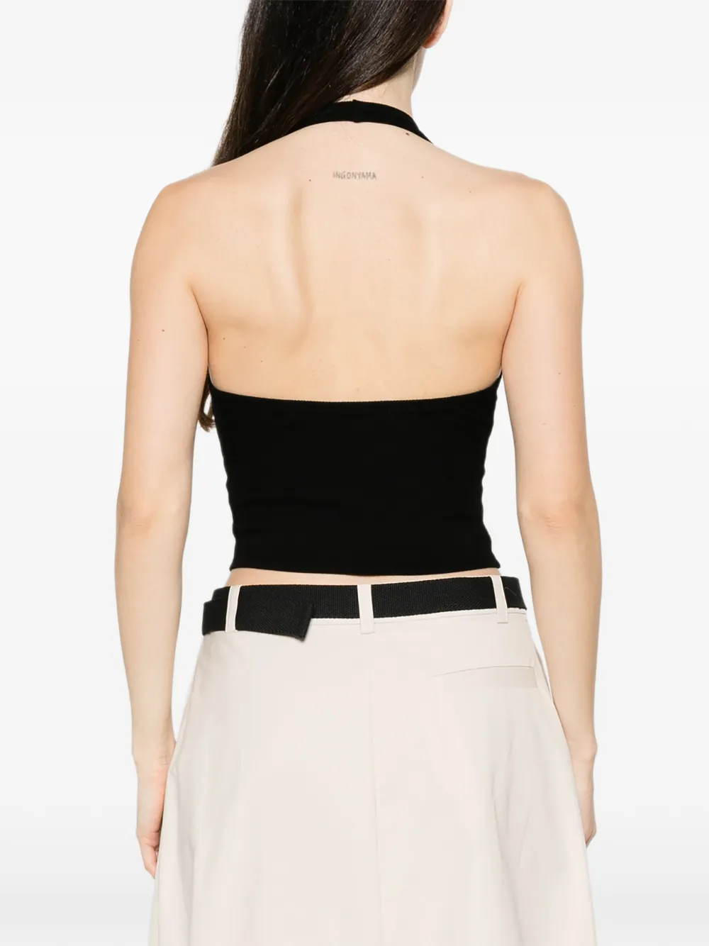 Enza Costa Geribbelde haltertop Beige