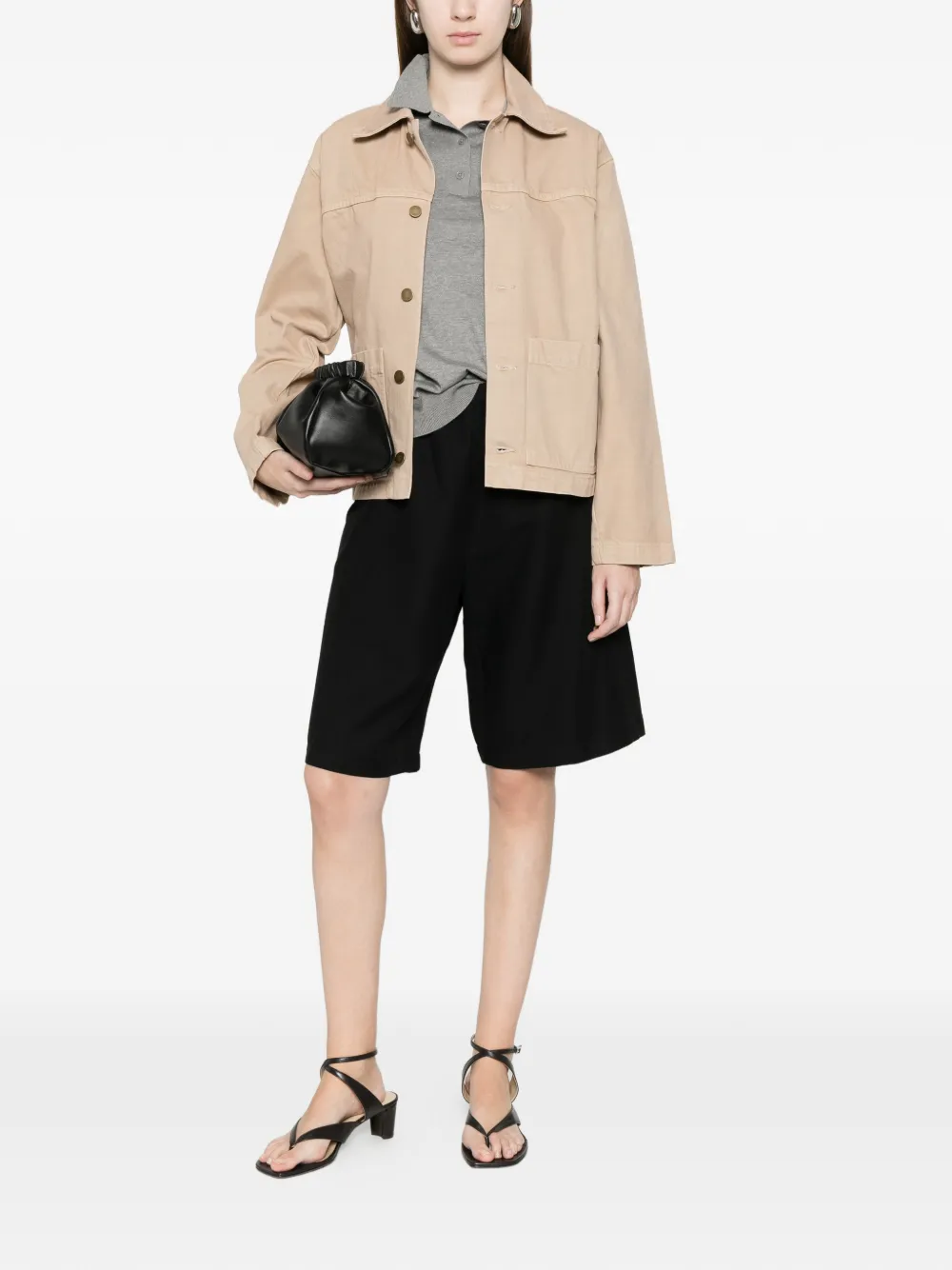  Enza Costa Fine-knit Polo Top - Grey 