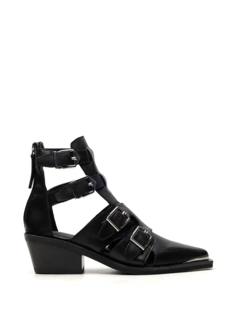 Free People Helen leren laarzen met gespsluiting Zwart