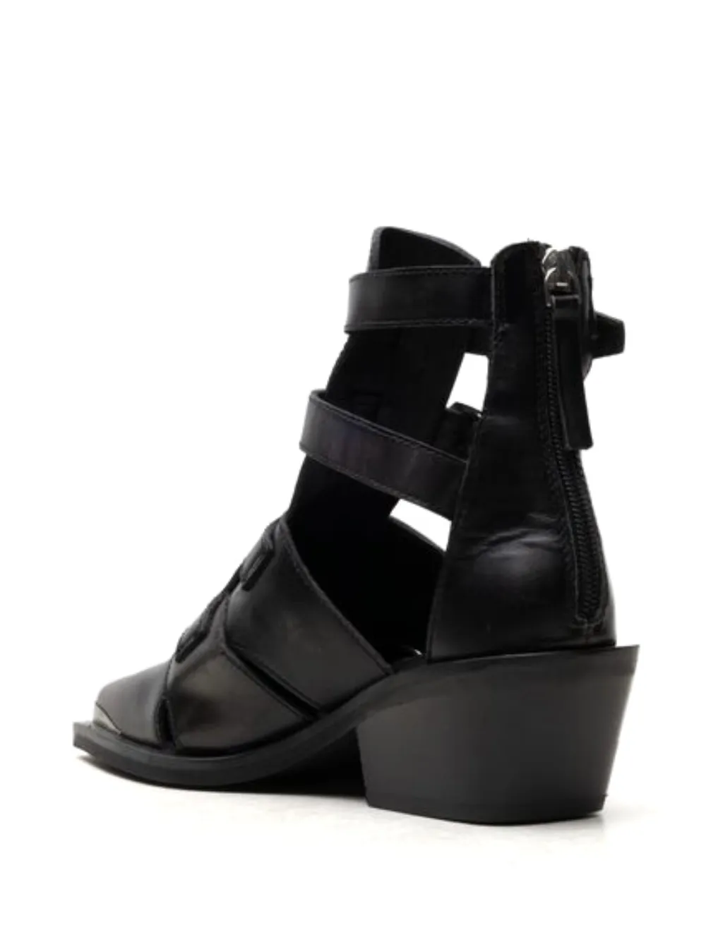 Free People Helen leren laarzen met gespsluiting Zwart