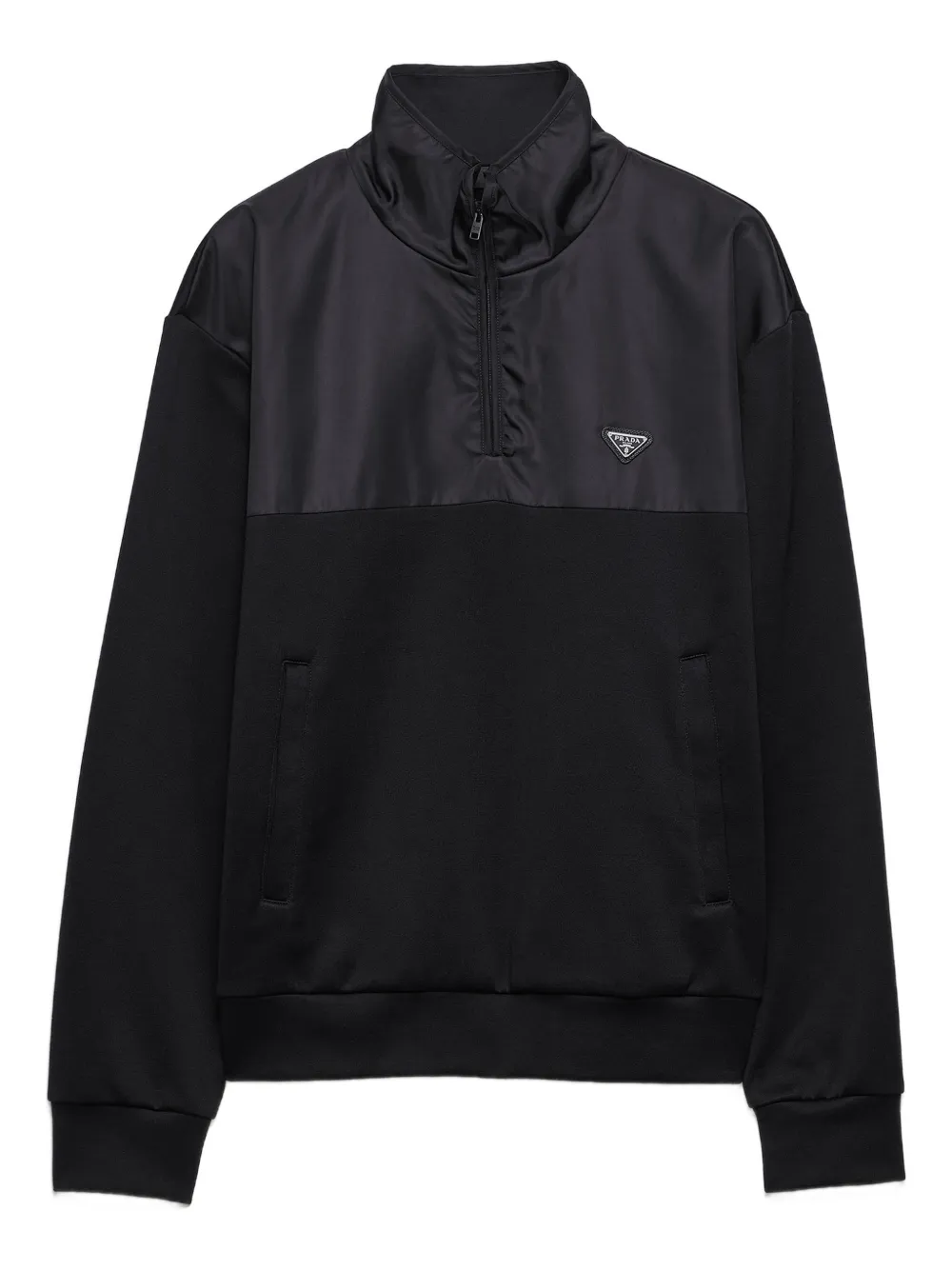 Prada half-zip logo-plaque sweatshirt - Black