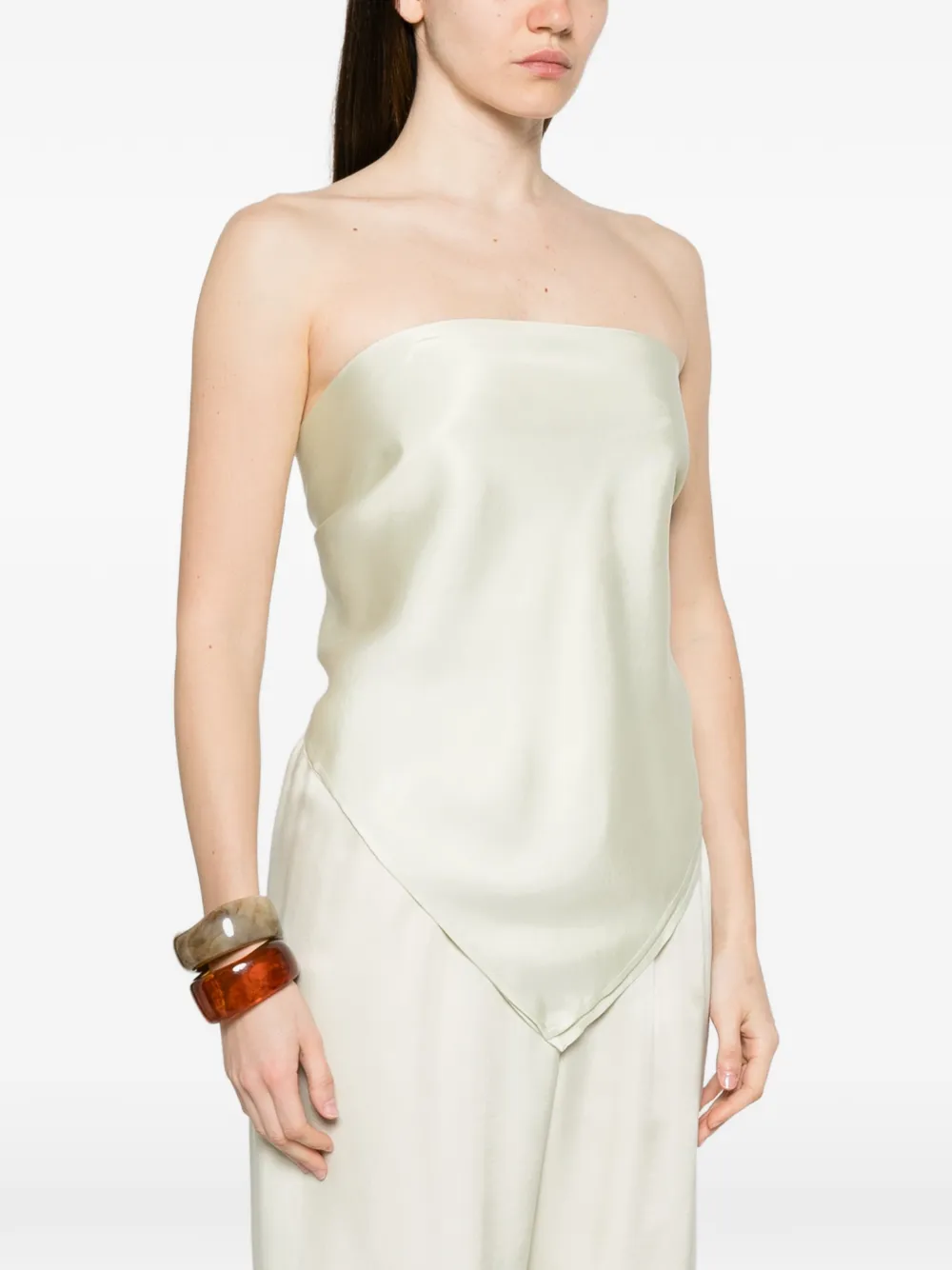 Enza Costa Strapless top met sjaalafwerking Groen