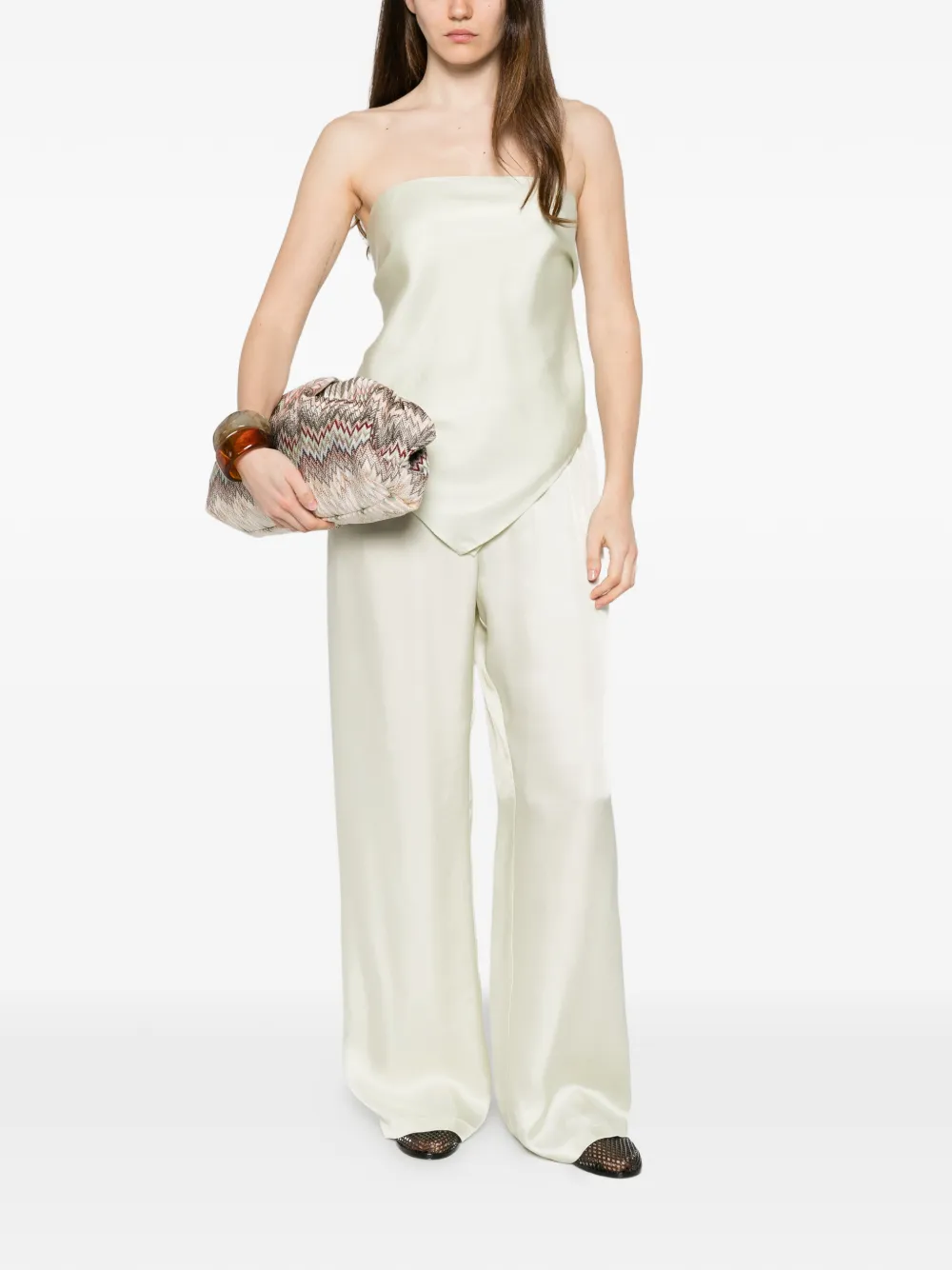 Enza Costa Strapless top met sjaalafwerking Groen