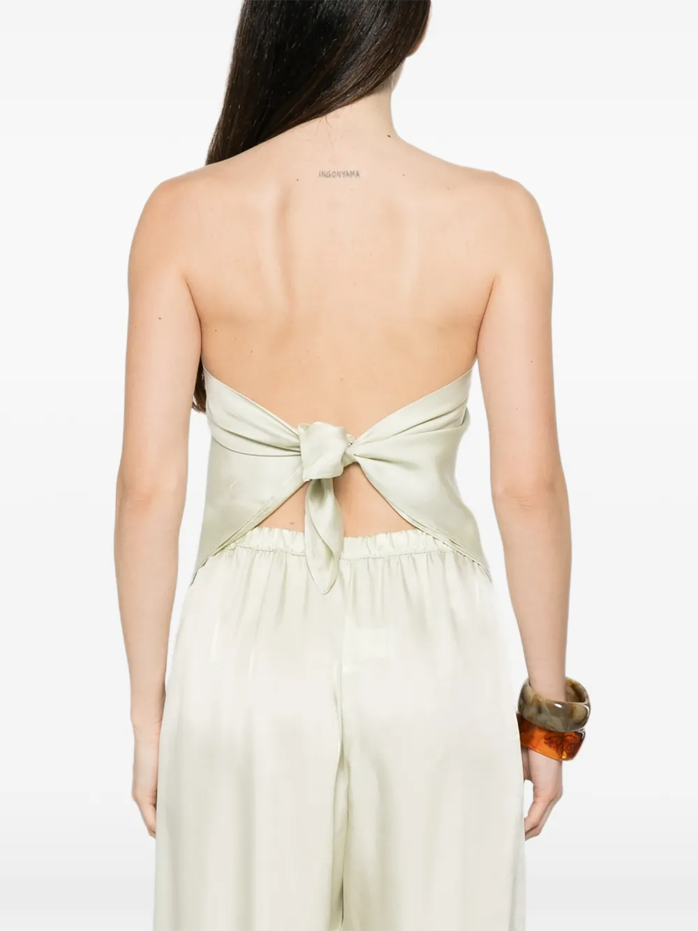 Enza Costa Strapless top met sjaalafwerking Groen