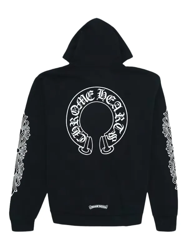Chrome Hearts Hearts Horse Shoe Floral long-sleeve Hoodie | Black
