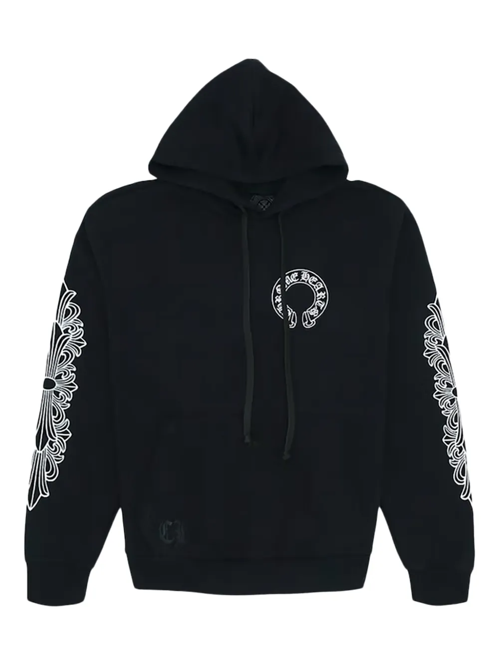 Chrome Hearts Hearts Horse Shoe Floral long-sleeve hoodie - Black
