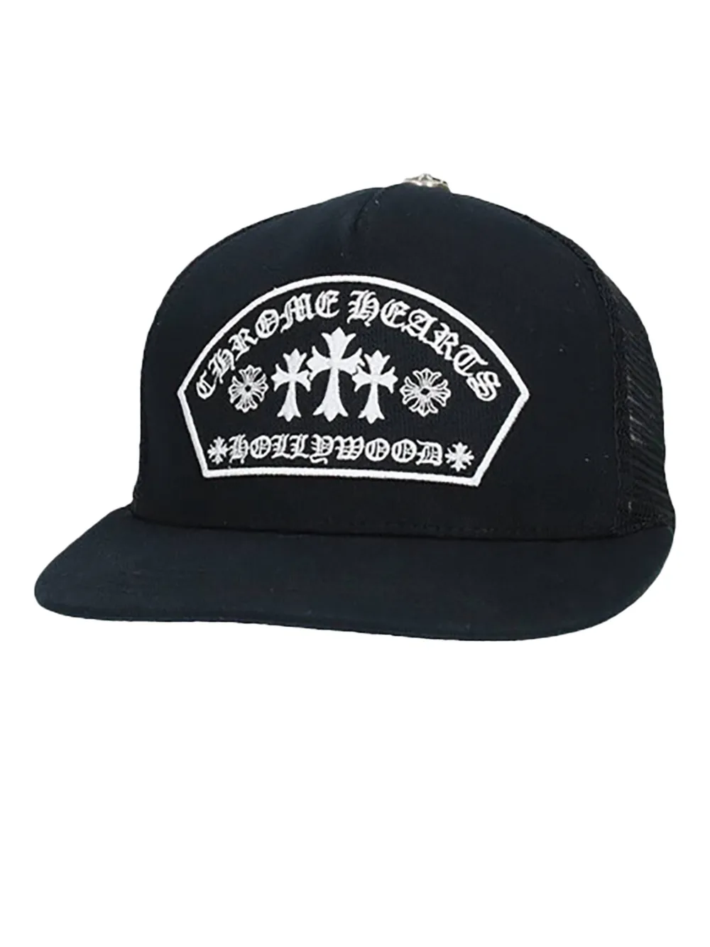 Chrome Hearts Hollywood triple cross embroidered trucker cap hat - Nero