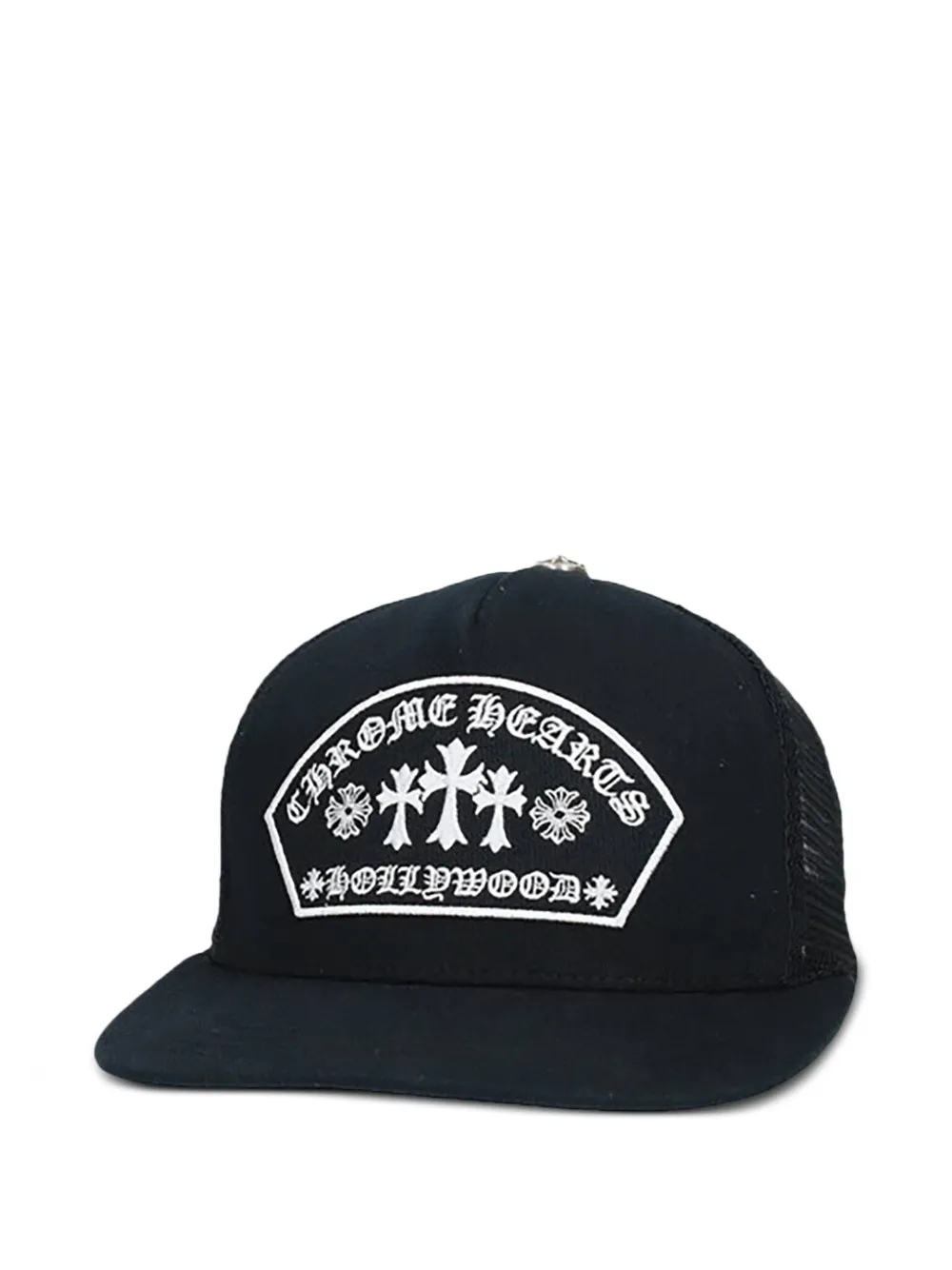 Chrome Hearts Hollywood triple cross embroidered trucker cap hat - Nero