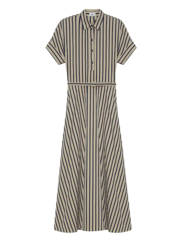 Adam Lippes Sadie Striped Poplin Maxi Dress in Neutrals