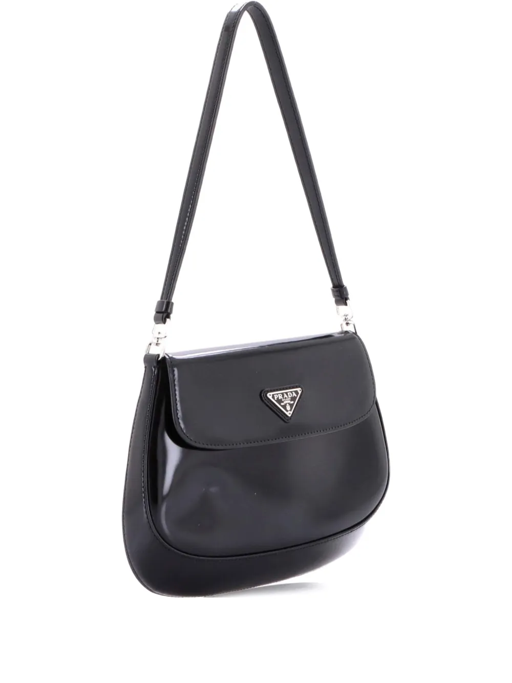 Prada Pre-Owned Cleo Flap Shoulder Bag Spazzolato Leather Small hobo bag - Nero