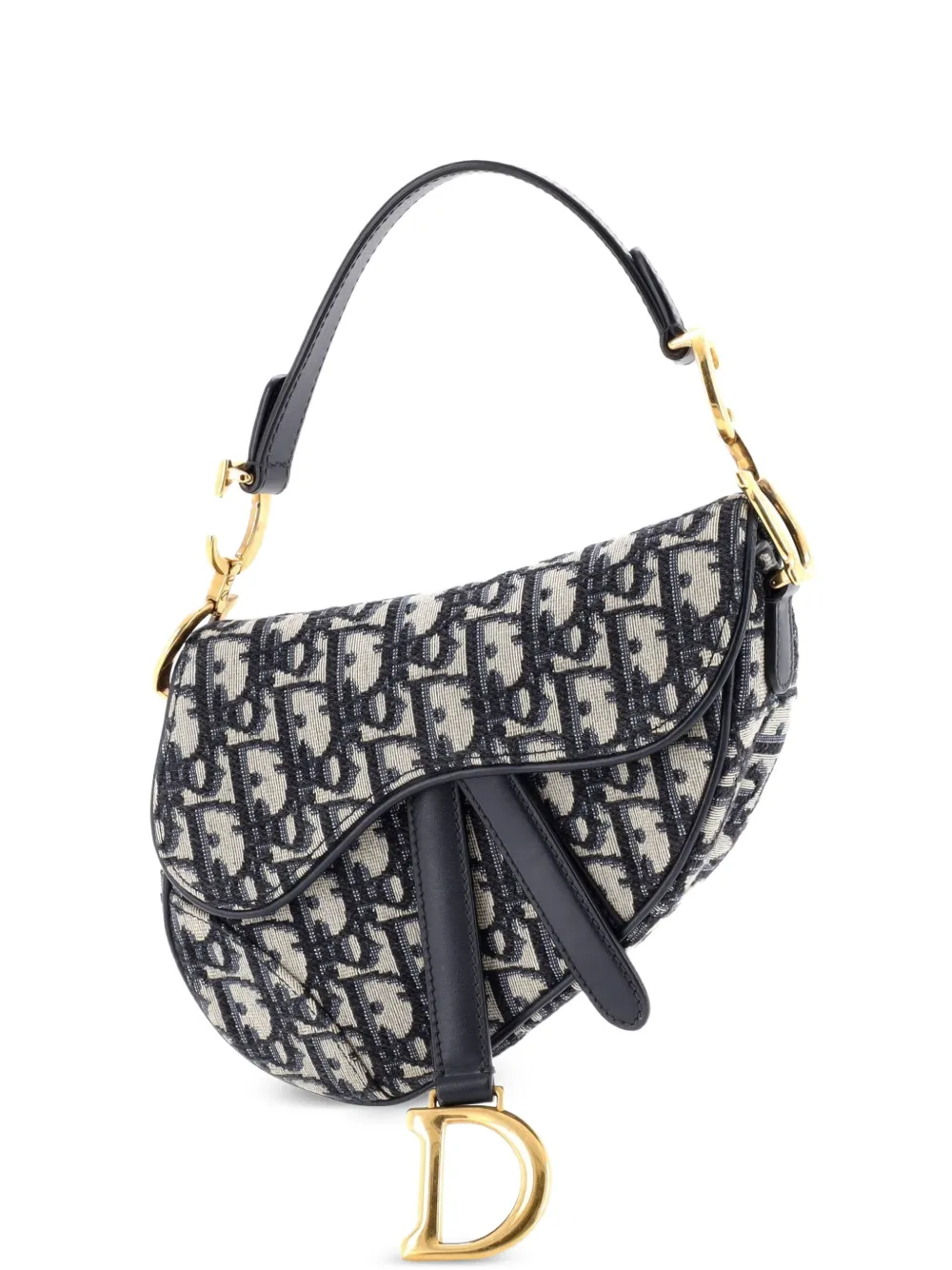 Christian Dior Pre-Owned Borsa a spalla Saddle mini in tela con motivo Oblique - Blu