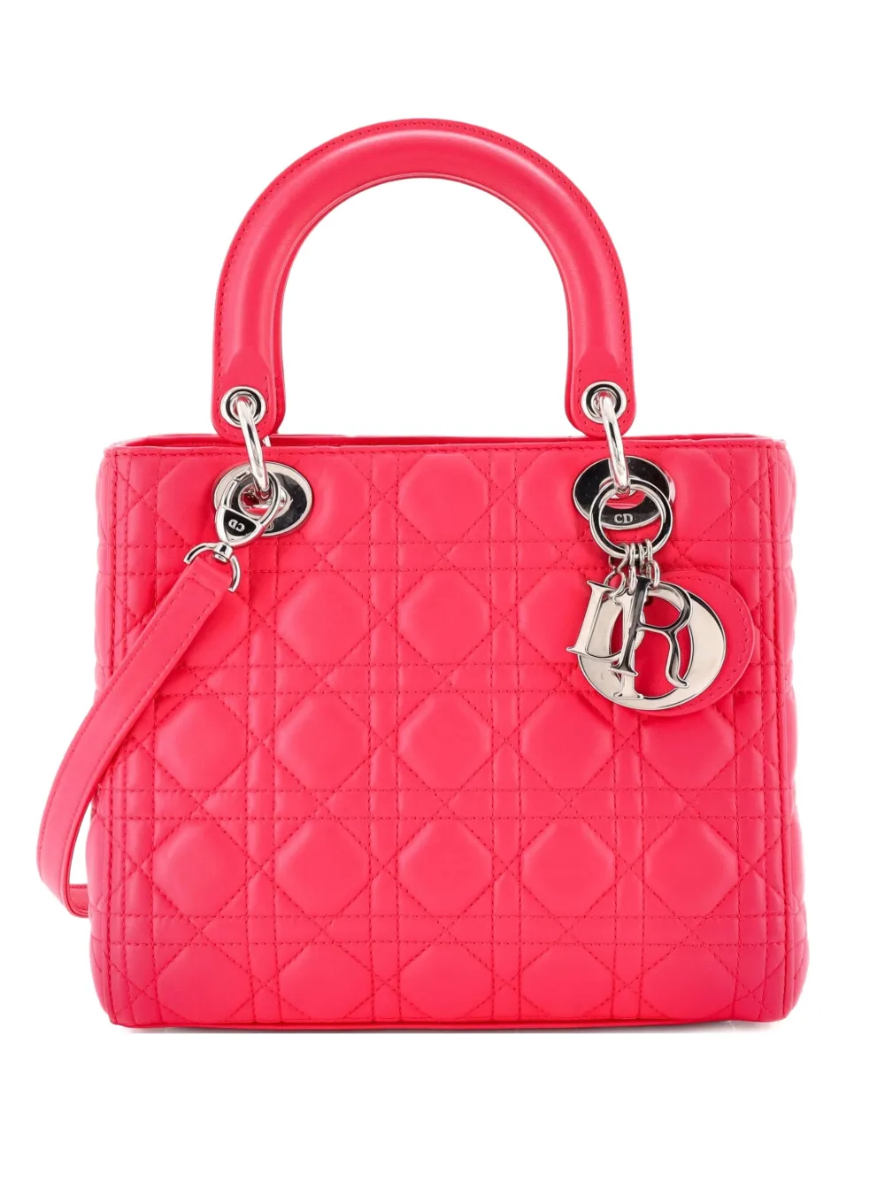Christian Dior Pre-Owned Lady Dior Bag Cannage Quilt Lambskin Medium satchel - Rosa