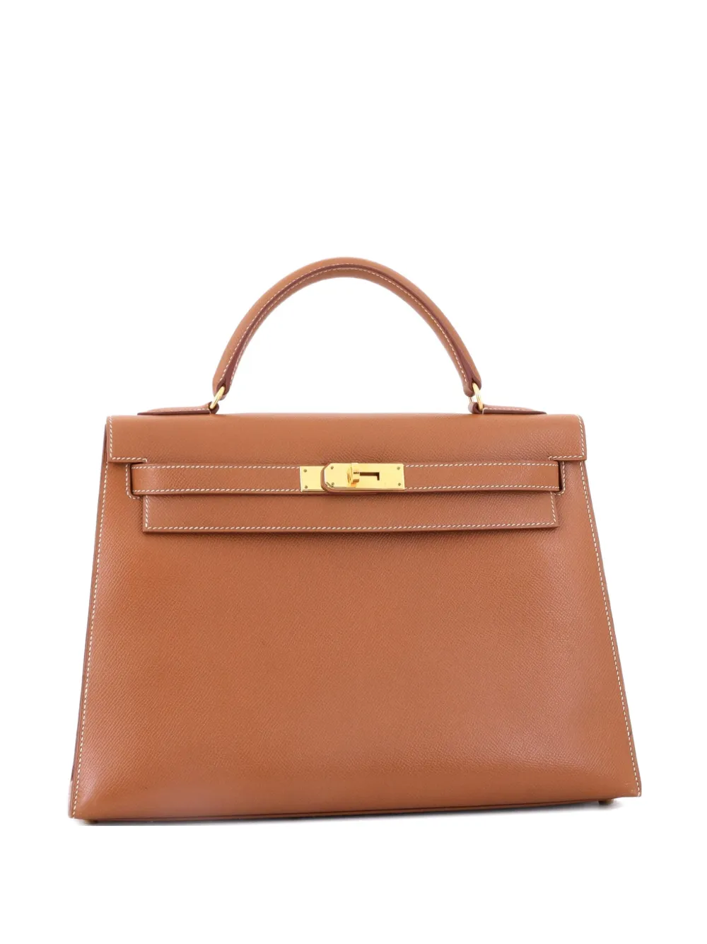 Hermès Pre-Owned Kelly Handbag Brown Courchevel with Gold Hardware 32 satchel