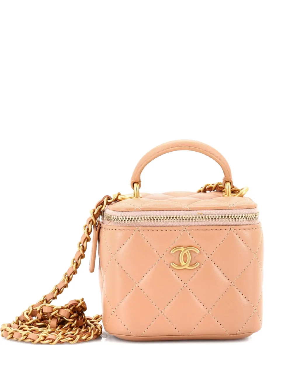 CHANEL Pre-Owned Classic Top Handle Vanity Case with Chain Quilted Lambskin Mini crossbody bag - Toni neutri