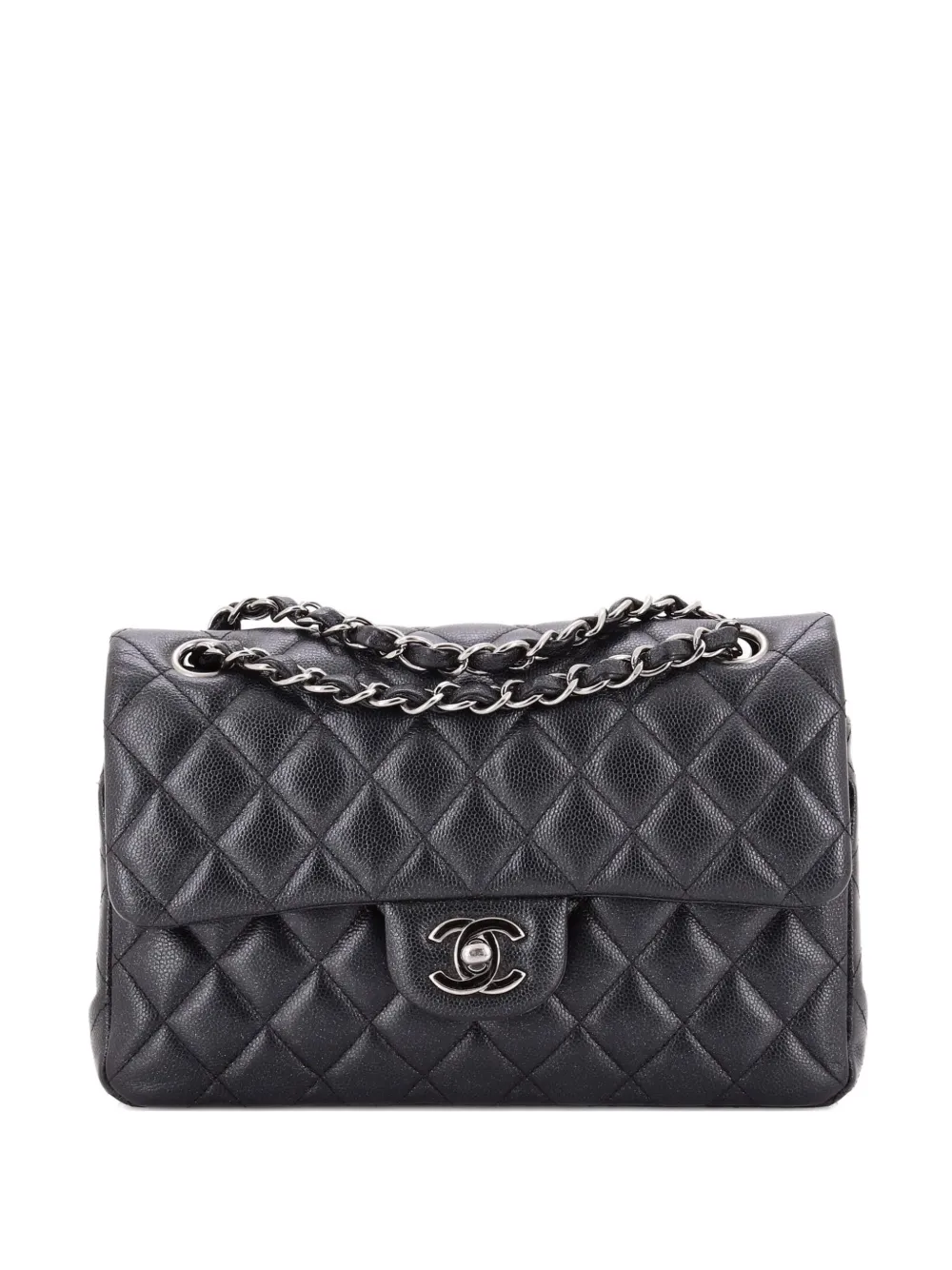 CHANEL Pre-Owned Classic Double Flap Bag Quilted Iridescent Caviar Small shoulder bag - Nero