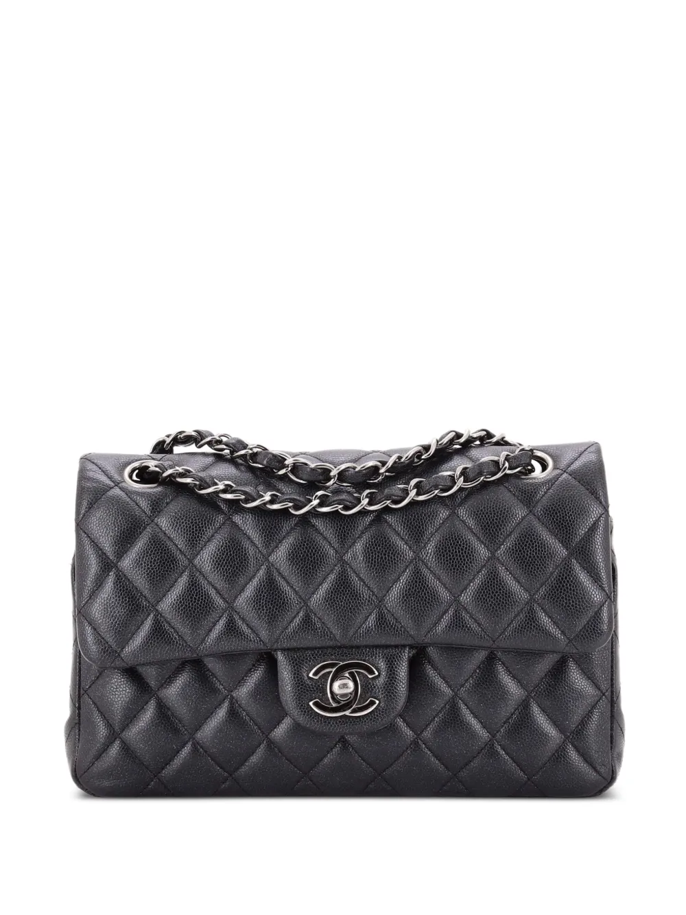 CHANEL Pre-Owned Classic Double Flap Bag Quilted Iridescent Caviar Small shoulder bag - Nero