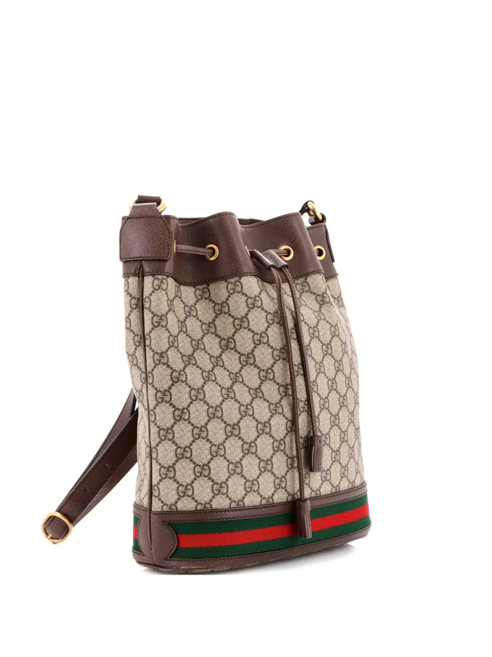 Gucci Pre-Owned Borsa a secchiello Ophidia media in tela cerata GG - Marrone