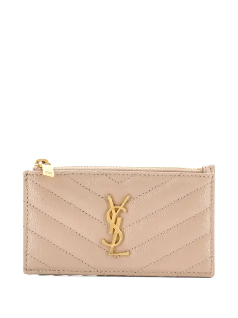 Saint Laurent Pre-Owned Monogram Fragments Zip Matelasse Chevron Leather card holder