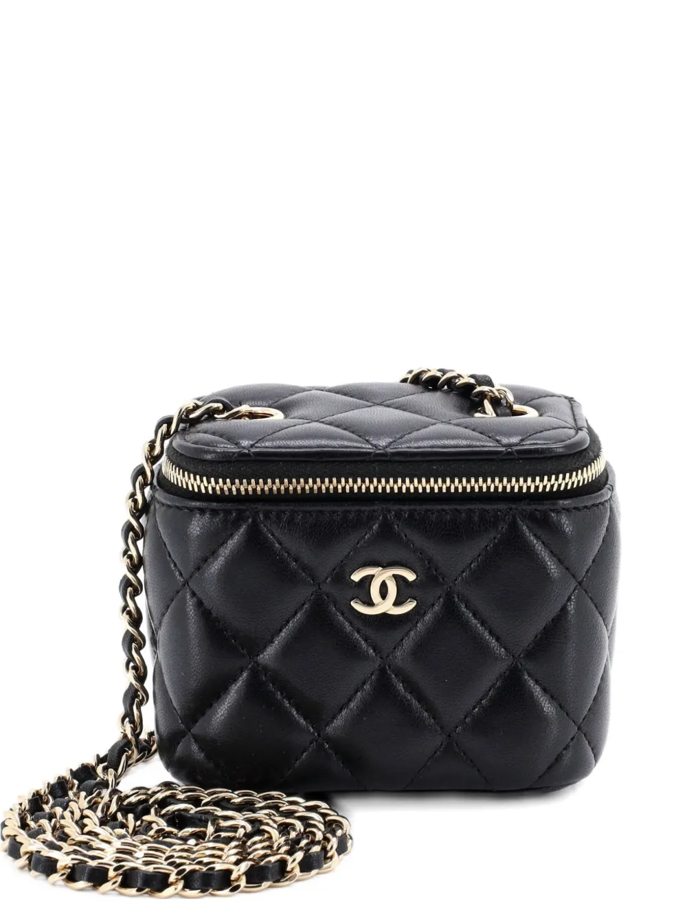 CHANEL Pre-Owned Classic Vanity Case with Chain Quilted Lambskin Mini crossbody bag - Schwarz