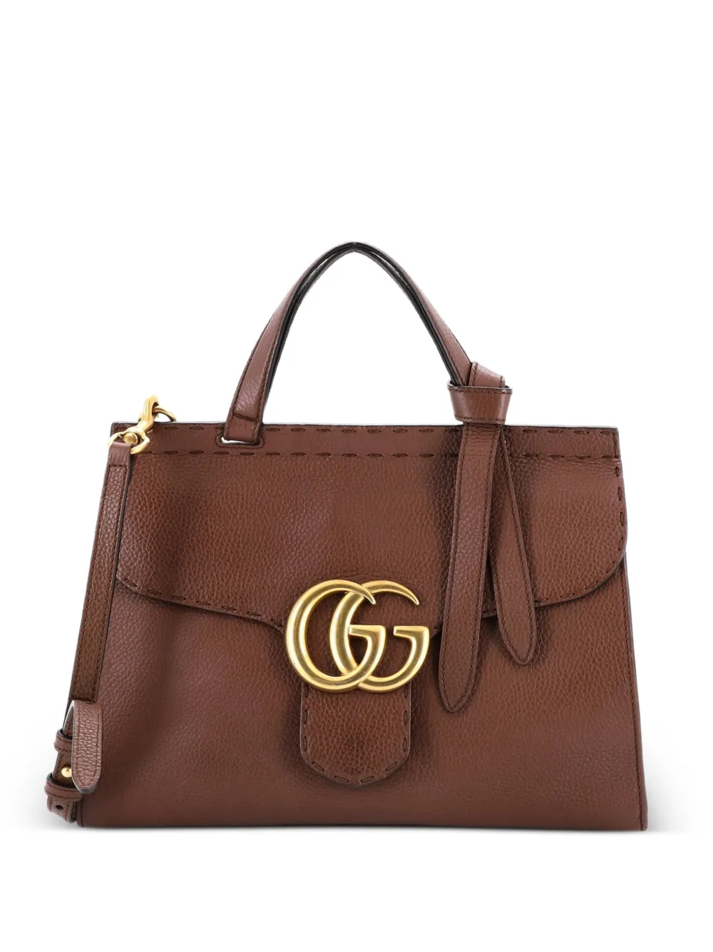 Gucci Pre-Owned GG Marmont Top Handle Bag Leather Small satchel - Braun