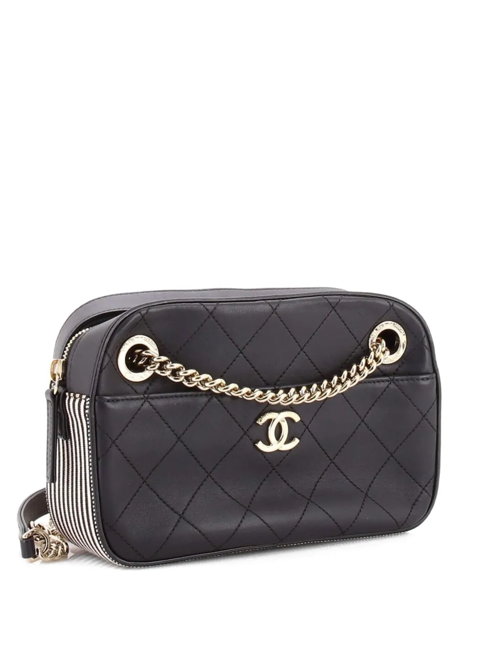 CHANEL Pre-Owned Camera Case Bag Quilted Calfskin with Striped Grosgrain Small crossbody bag - Nero