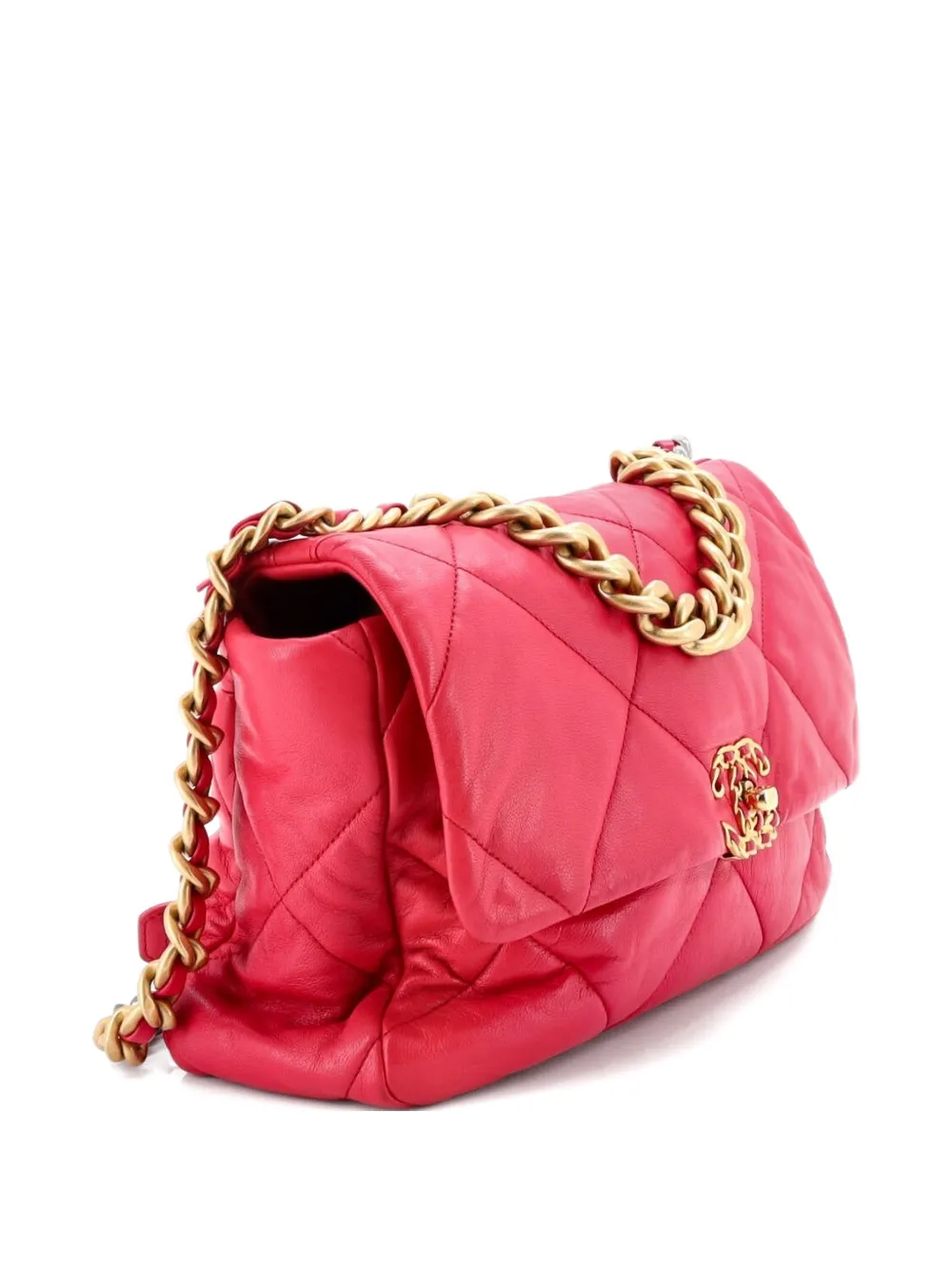 CHANEL Pre-Owned 19 Flap Bag Quilted Leather Large crossbody bag - Rosa