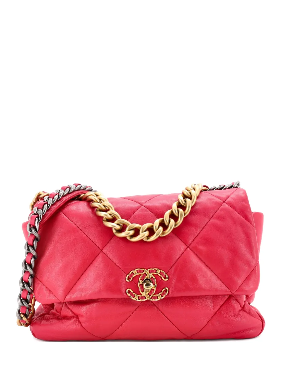 CHANEL Pre-Owned 19 Flap Bag Quilted Leather Large crossbody bag - Rosa