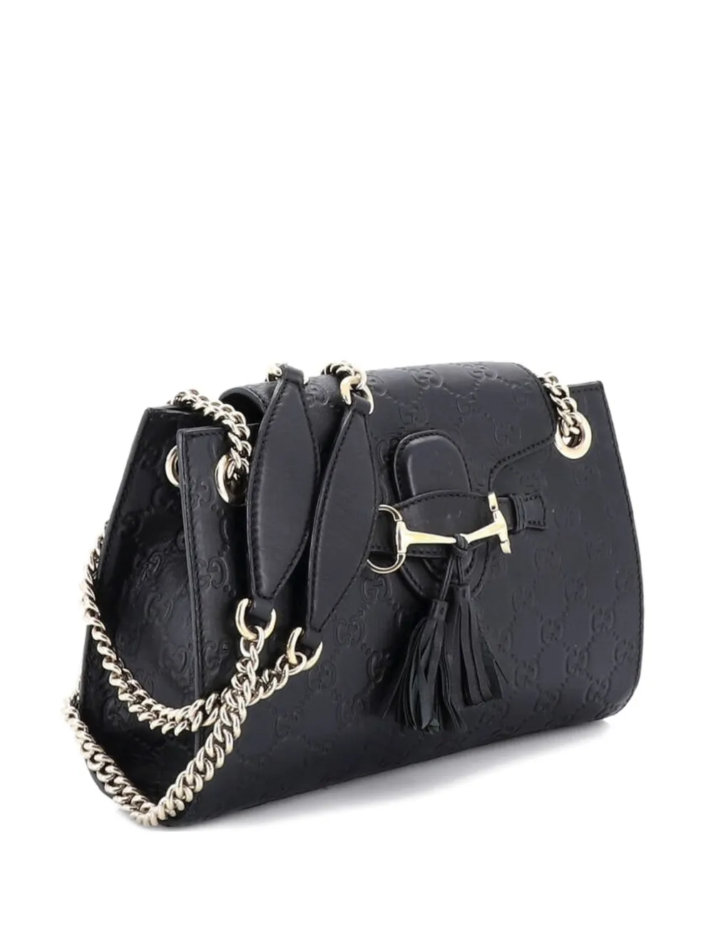 Gucci Pre-Owned Emily Chain Flap Guccissima Leather Small shoulder bag - Nero