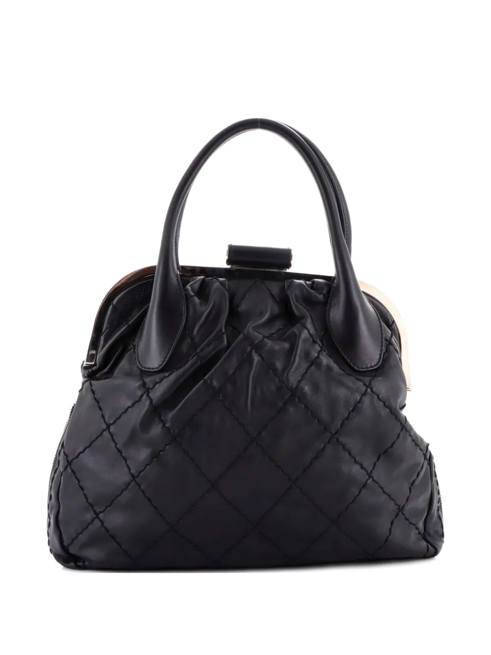 CHANEL Pre-Owned Expandable Zip Around Frame Bag Quilted Leather Large satchel - Nero