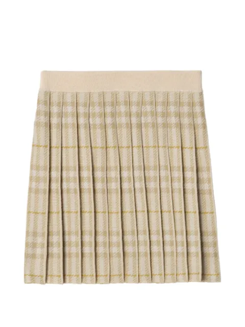 Burberry Kids pleated check wool blend skirt