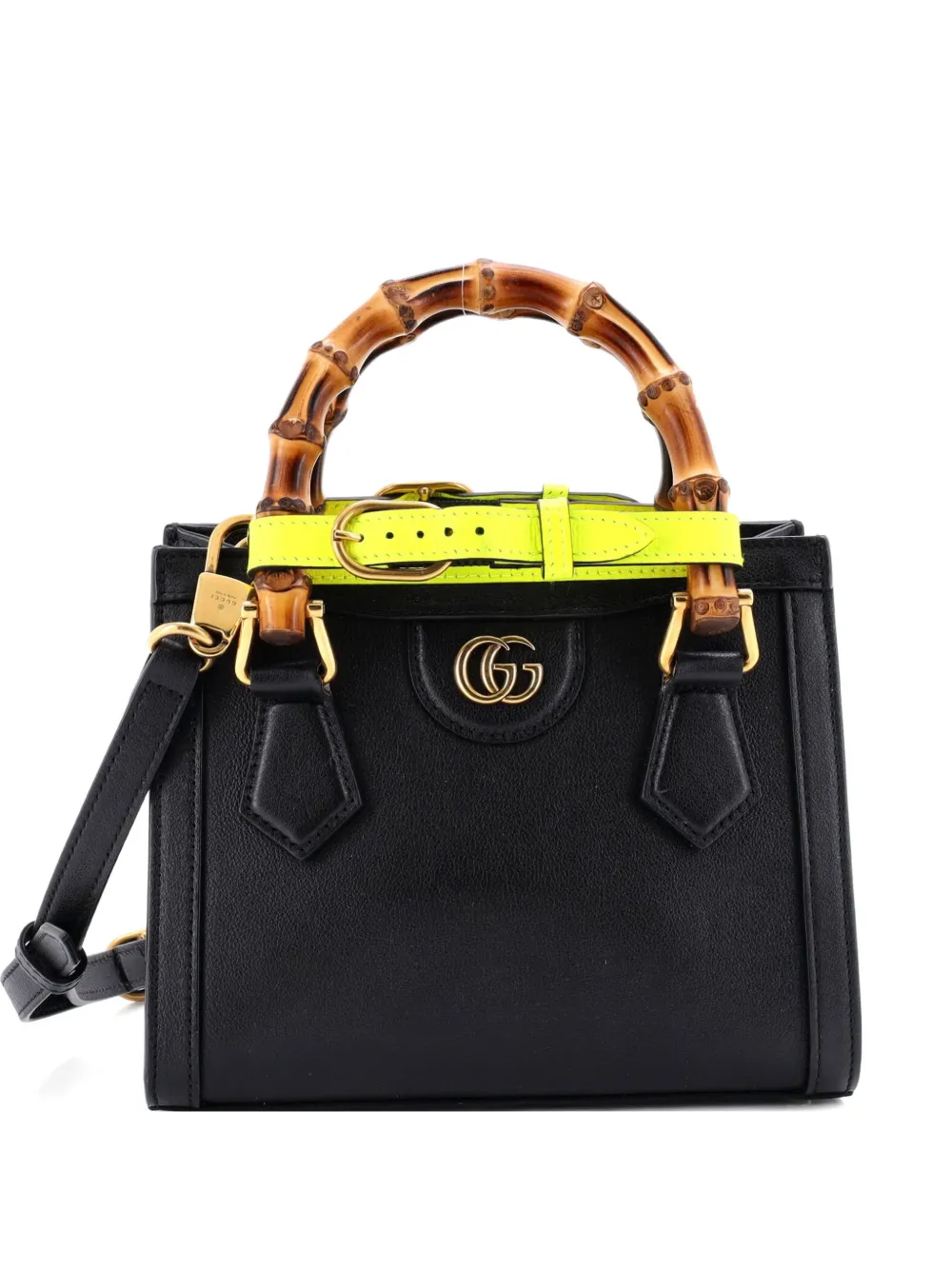 Gucci Pre-Owned Diana NM Bamboo Handle Tote Leather Mini crossbody bag - Nero