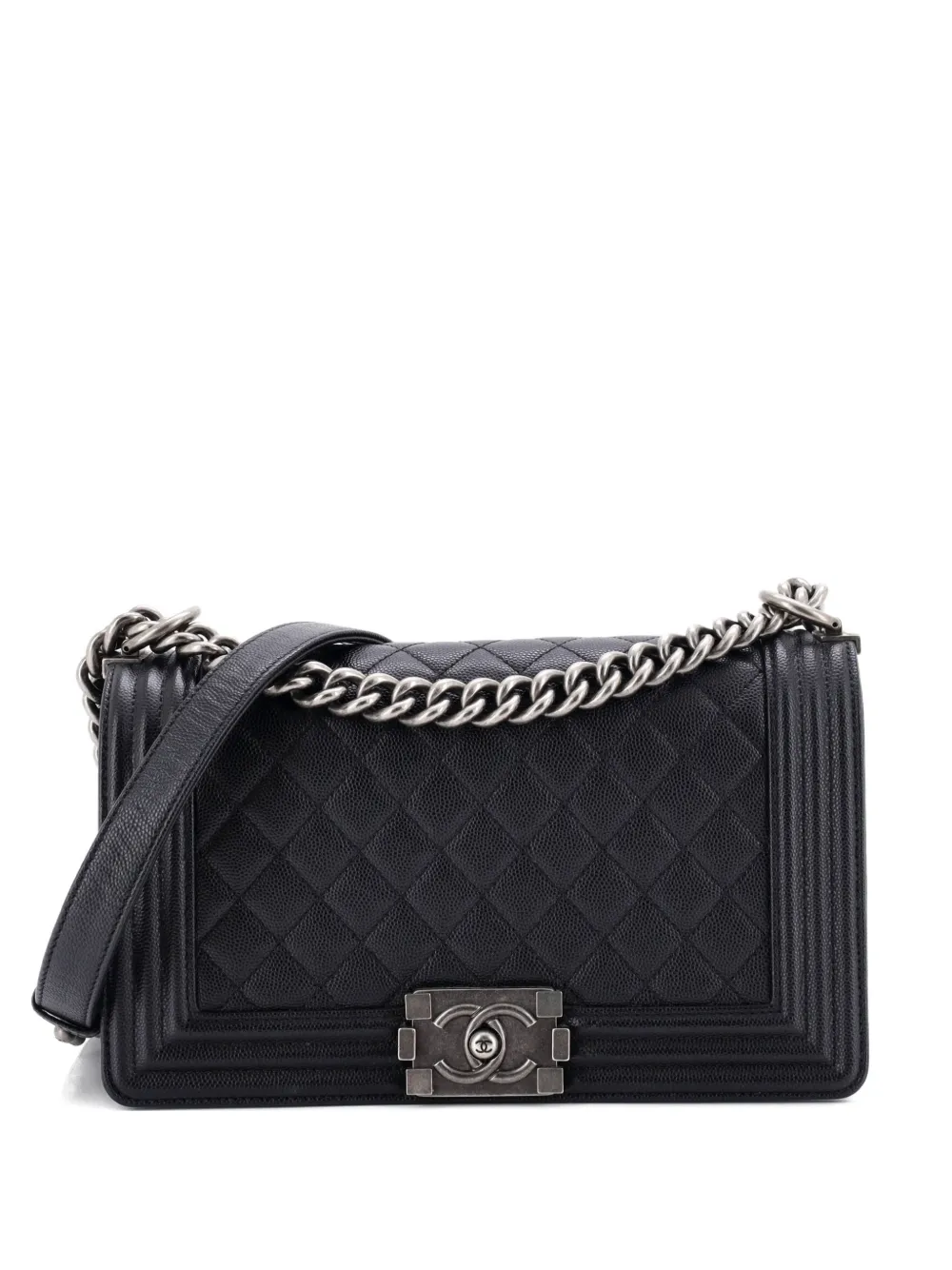 CHANEL Pre-Owned Boy Flap Bag Quilted Caviar Old Medium crossbody bag - Nero